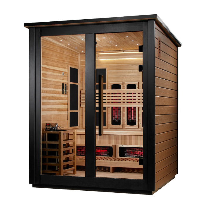 Golden Designs Loviisa 3 Person Hybrid Outdoor Sauna (Full Spectrum IR or Traditional Stove) - 2 Tone Finish Golden Design Saunas