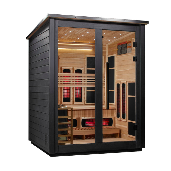 Golden Designs Loviisa 3 Person Hybrid Outdoor Sauna (Full Spectrum IR or Traditional Stove) - Black Finish Golden Design Saunas
