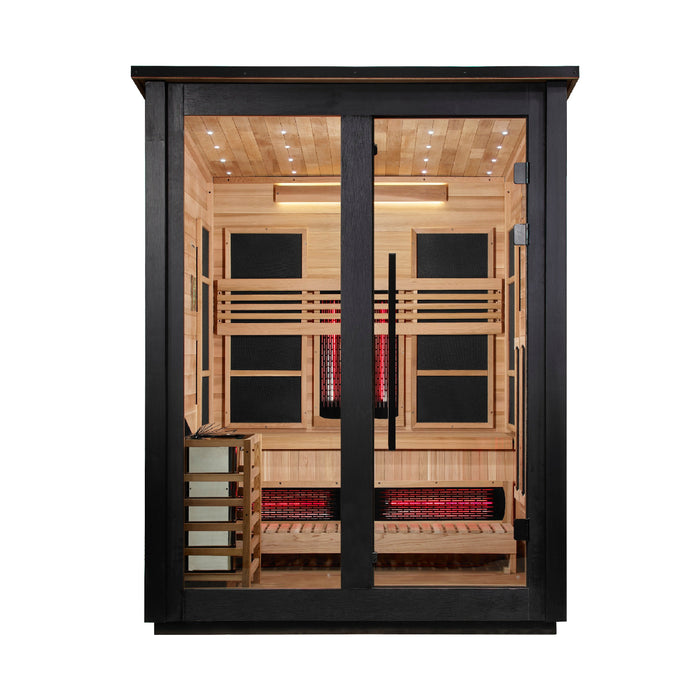 Golden Designs Loviisa 3 Person Hybrid Outdoor Sauna (Full Spectrum IR or Traditional Stove) - Black Finish Golden Design Saunas