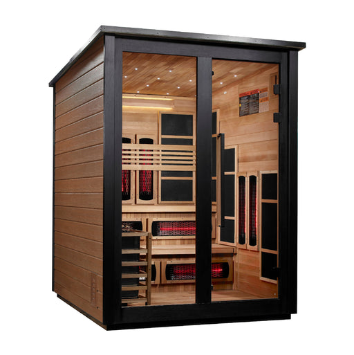 Golden Designs Kaskinen 6 Person Hybrid Outdoor Sauna (Full Spectrum IR or Traditional Stove) - 2 Tone Finish Golden Design Saunas