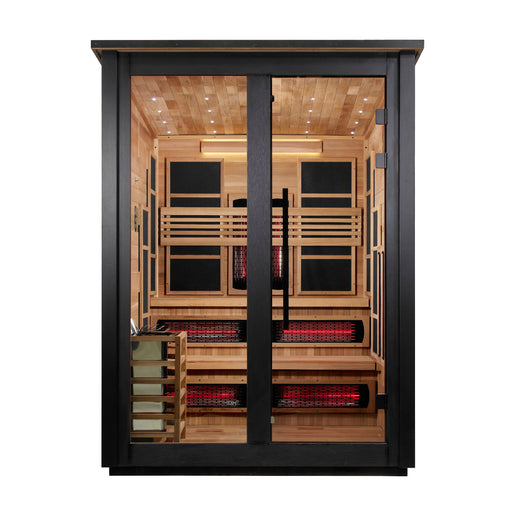 Golden Designs Kaskinen 6 Person Hybrid Outdoor Sauna (Full Spectrum IR or Traditional Stove) - 2 Tone Finish Golden Design Saunas
