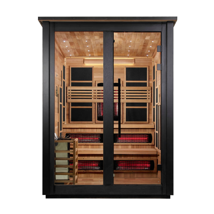 Golden Designs Kaskinen 6 Person Hybrid Outdoor Sauna (Full Spectrum IR or Traditional Stove) - 2 Tone Finish Golden Design Saunas