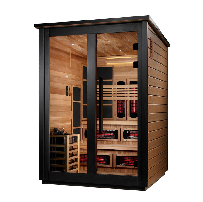 Golden Designs Kaskinen 6 Person Hybrid Outdoor Sauna (Full Spectrum IR or Traditional Stove) - 2 Tone Finish Golden Design Saunas