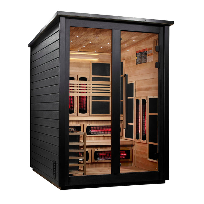 Golden Designs Kaskinen 6 Person Hybrid Outdoor Sauna (Full Spectrum IR or Traditional Stove) - Black Finish Golden Design Saunas