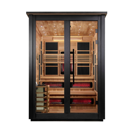 Golden Designs Kaskinen 6 Person Hybrid Outdoor Sauna (Full Spectrum IR or Traditional Stove) - Black Finish Golden Design Saunas