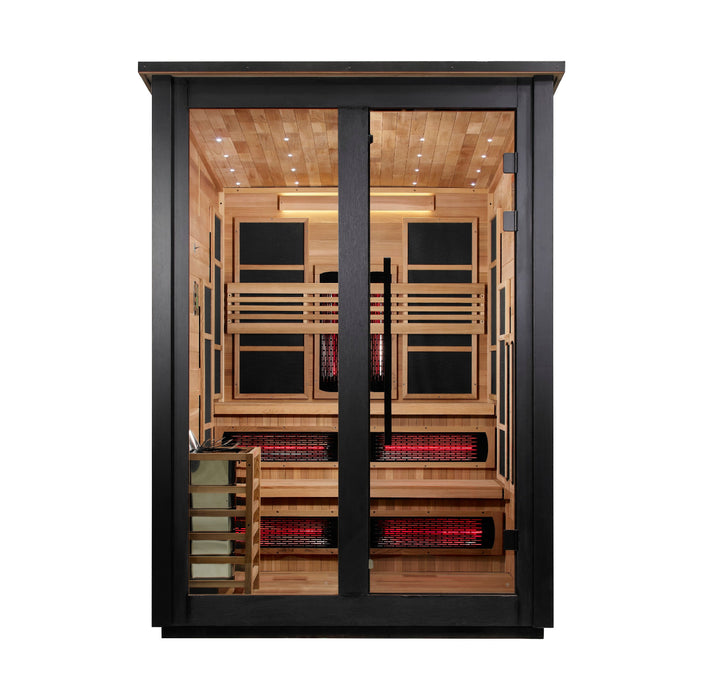 Golden Designs Kaskinen 6 Person Hybrid Outdoor Sauna (Full Spectrum IR or Traditional Stove) - Black Finish Golden Design Saunas