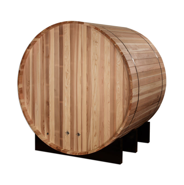 Golden Designs St. Moritz 2 Person Barrel Outdoor Traditional Sauna - Pacific Cedar Golden Design Saunas