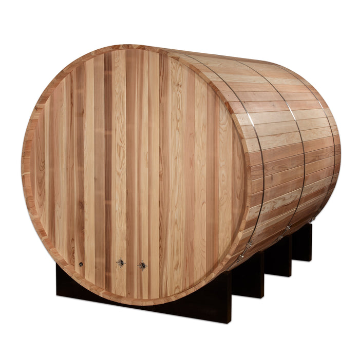 Golden Designs Klosters 6 Person Barrel Outdoor Traditional Sauna - Pacific Cedar Golden Design Saunas