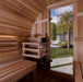 Golden Designs Zurich 4 Person Barrel Outdoor Traditional Sauna with Bronze Privacy View - Pacific Cedar Golden Design Saunas
