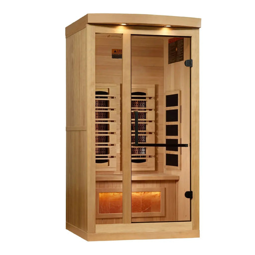 Golden Designs Full Spectrum 2-Person "Reserve Edition" Full Spectrum Infrared Sauna with Himalayan Salt Bar (Canadian Hemlock) Golden Design Saunas