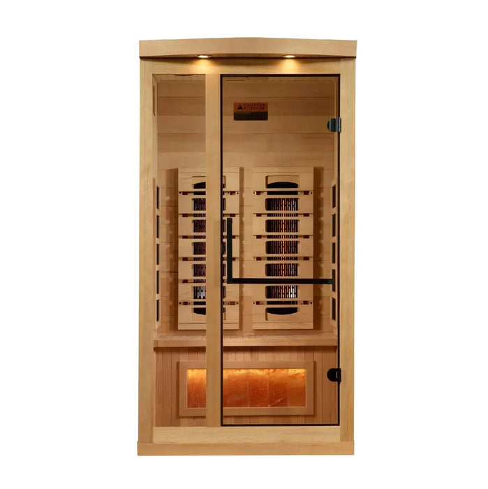 Golden Designs Full Spectrum 2-Person "Reserve Edition" Full Spectrum Infrared Sauna with Himalayan Salt Bar (Canadian Hemlock) Golden Design Saunas