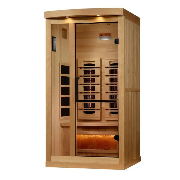 Golden Designs Full Spectrum 2-Person "Reserve Edition" Full Spectrum Infrared Sauna with Himalayan Salt Bar (Canadian Hemlock) Golden Design Saunas