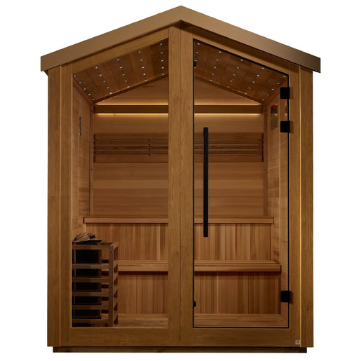 Golden Designs Kaarina 6 Person Outdoor Traditional Sauna - Canadian Red Cedar Interior Golden Design Saunas