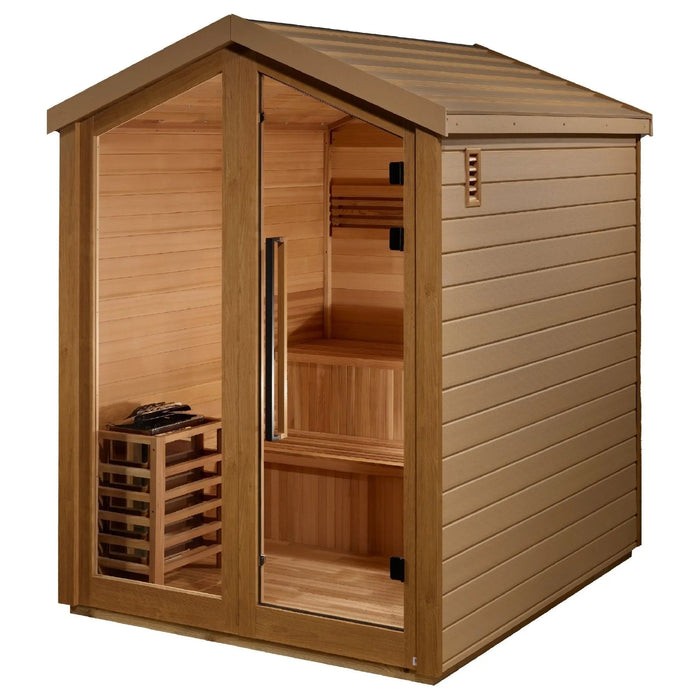 Golden Designs Kaarina 6 Person Outdoor Traditional Sauna - Canadian Red Cedar Interior Golden Design Saunas