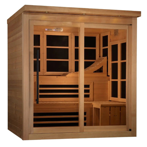 Golden Designs Monaco Limited Edition 6-person PureTech™ Near Zero EMF (Under 3MG) FAR Infrared Sauna (Canadian Hemlock) - Dreamwood Living