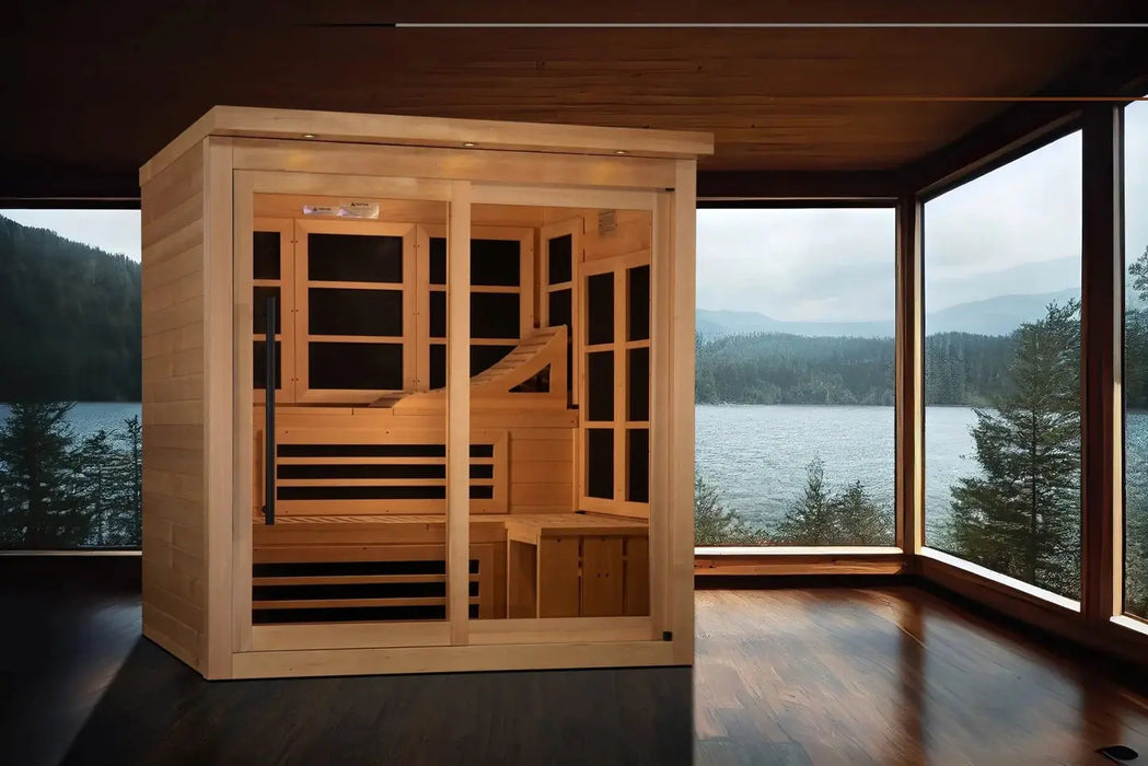 Golden Designs Monaco Limited Edition 6-person PureTech™ Near Zero EMF (Under 3MG) FAR Infrared Sauna (Canadian Hemlock) - Dreamwood Living