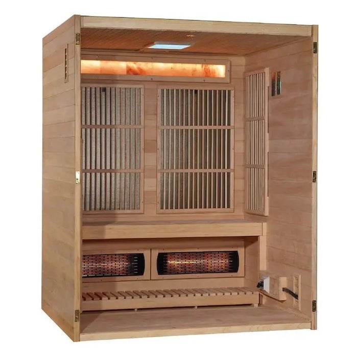 Golden Design 3 Person "Soria" Hybrid Sauna Infrared & Traditional Steam with Himalayan Salt Bar & Canadian Hemlock wood Golden Design Saunas