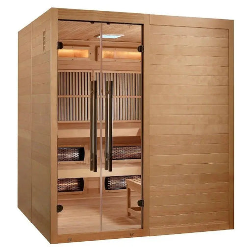 Golden Designs "Toledo" Hybrid 6-Person Infrared & Traditional Steam Sauna with Himalayan Salt Bar (Hemlock wood) Golden Design Saunas