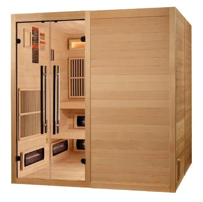 Golden Designs "Toledo" Hybrid 6-Person Infrared & Traditional Steam Sauna with Himalayan Salt Bar (Hemlock wood) Golden Design Saunas