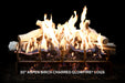 Grand Canyon GlowFire 18" to 36" White Birch Charred Vented Gas Logs - white birch GlowFire logs burning on a black background, labeled 30" Aspen Birch Charred GlowFire Logs