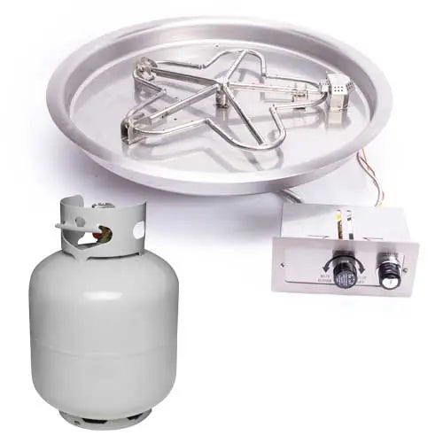 HPC 13" Round Bowl Pan Push Button Flame Sensing Fire Pit with Small Tank HPC Fire Inspired Dreamwood Living