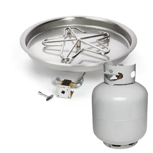 HPC 13" Round Bowl Pan Standard Fire Pit Insert With Match Lit Ignition with Small Tank HPC Fire Inspired Dreamwood Living
