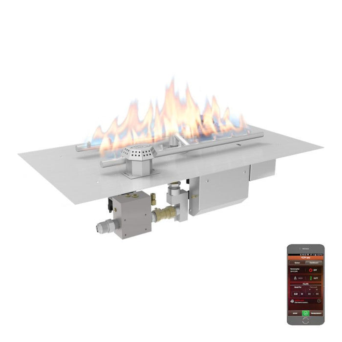 HPC 45x17" Rectangular Pan Torpedo Fire Pit H-Burner Flat Insert With Electronic Ignition