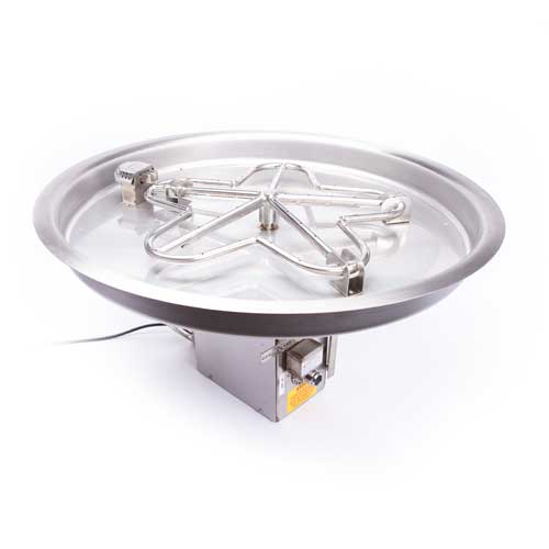 HPC round bowl pan On/Off electronic ignition fire pit insert with Penta burner and control box under the pan