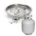 HPC round bowl pan match lit fire pit insert with Penta burner, key valve and a small propane tank