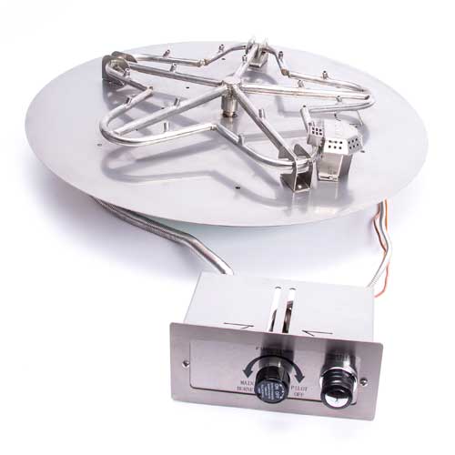 HPC round flat pan push-button flame sensing fire pit insert with Torpedo burner and control box