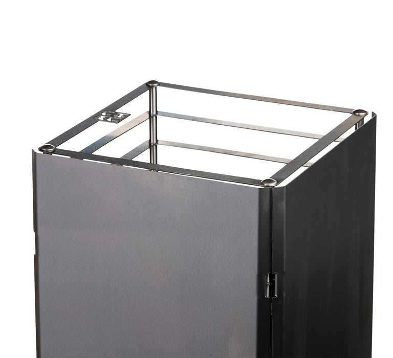 HUUM CLIFF stainless steel reflector panel mounted on the side of a CLIFF heater
