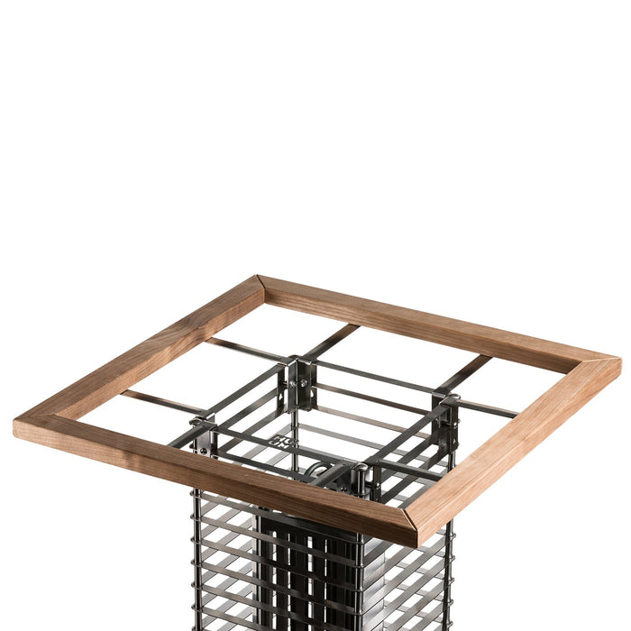 HUUM CLIFF safety rail with thermo-ash wood frame mounted on the heater
