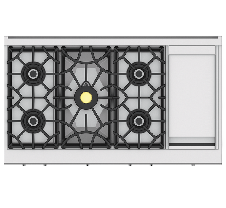 Hestan 48″ Rangetop, 5 Burner with Griddle - KRT485GD-NG-1 Hestan Dreamwood Living