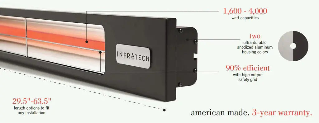 Infratech Comfort 29.5" Slimline 1600 Watts Single Element Heater 240V Infratech Comfort Dreamwood Living