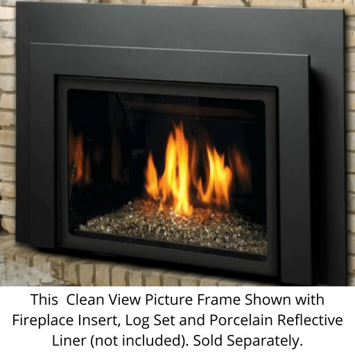 Kingsman Slim Clean View Front Picture Frame in Black for IDV26 Series Fireplace Inserts Kingsman