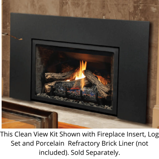 Kingsman Wide Clean View Front in Black for IDV26 Series Fireplace Inserts Kingsman