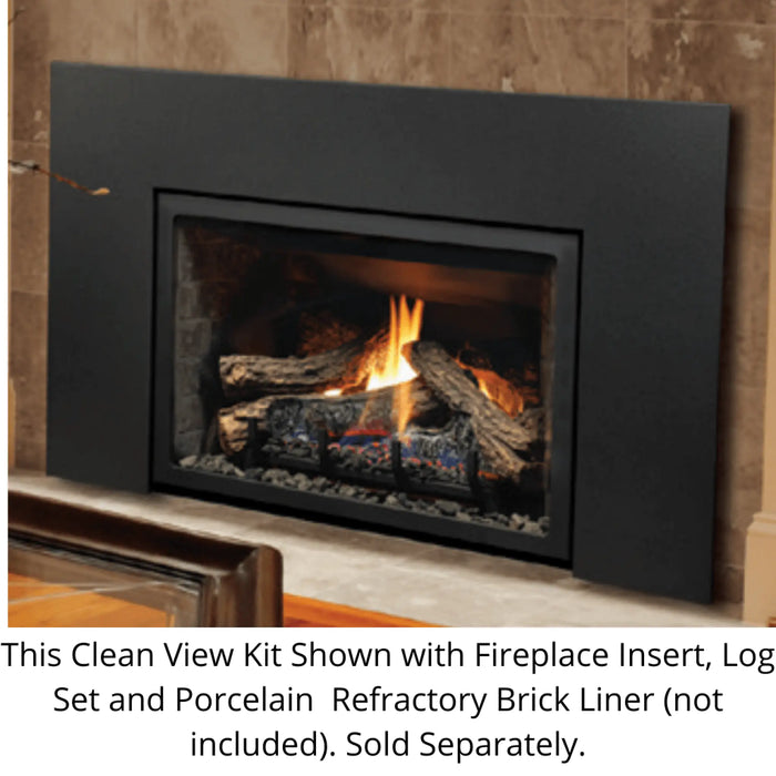 Kingsman Wide Clean View Front in Black for IDV26 Series Fireplace Inserts Kingsman