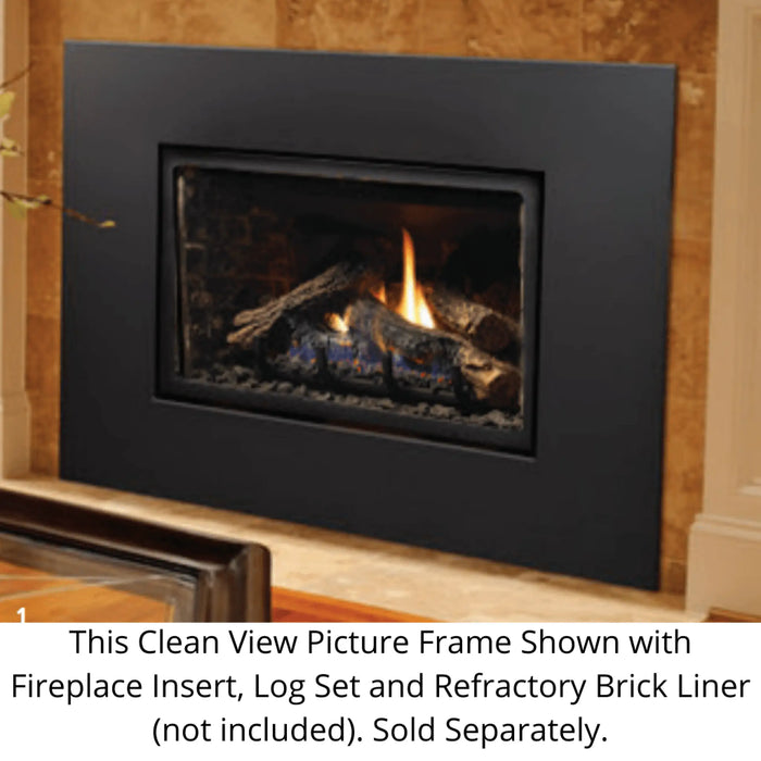 Kingsman Wide Clean View Picture Frame Front in Black for IDV26 Series Fireplace Inserts Kingsman