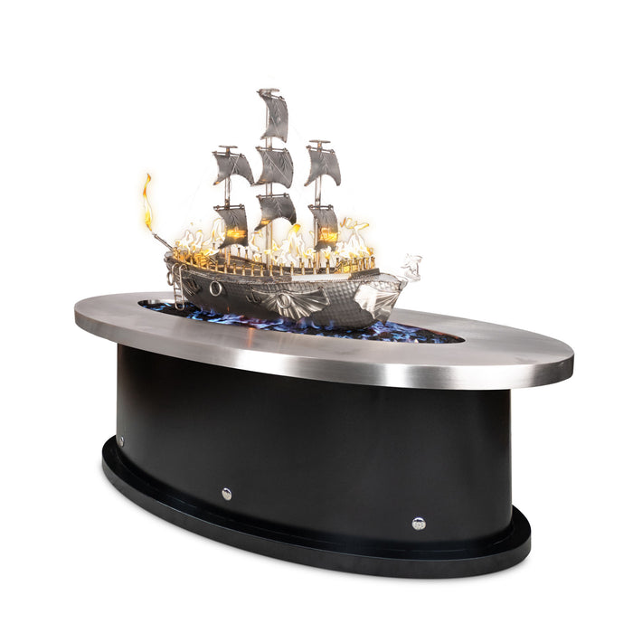 The Outdoor Plus OPT-PNTSSPC72 La Pinta 72" Stainless Steel & Powder Coat Oval Gas Fire Table