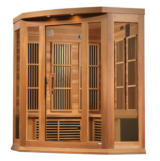 Maxxus 3 Person Corner Low EMF FAR Infrared Sauna - Canadian Red Cedar - view 2