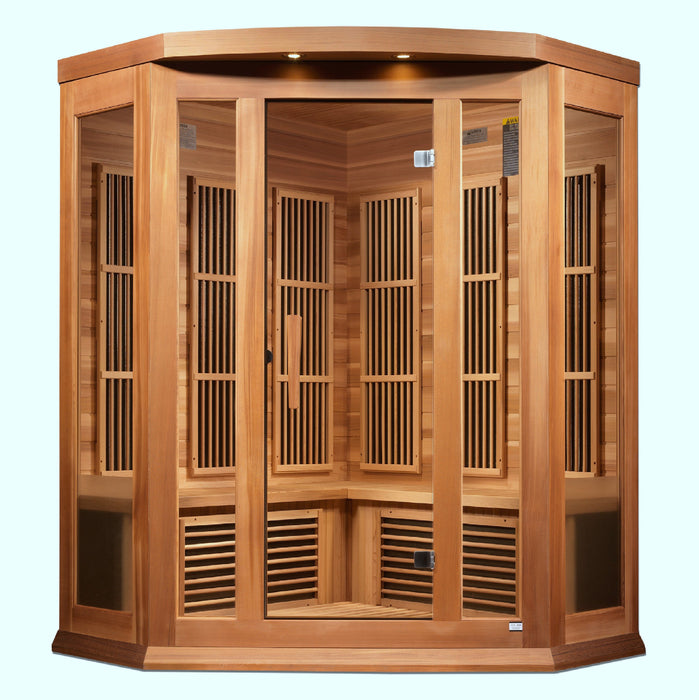 Maxxus 3 Person Corner Low EMF FAR Infrared Sauna - Canadian Red Cedar - view 3