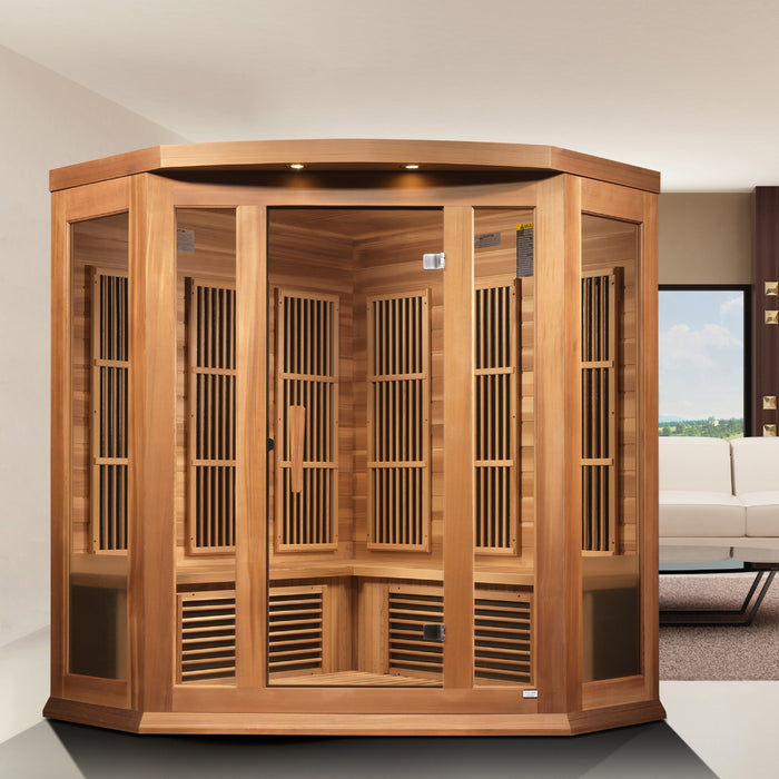 Maxxus 3 Person Corner Low EMF FAR Infrared Sauna - Canadian Red Cedar - view 4