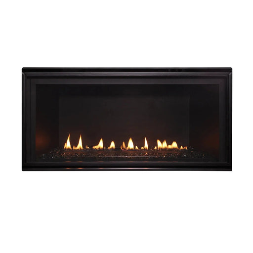 Majestic DVLINEAR36 36" Direct Vent Linear Contemporary Gas Fireplace - front view with flames