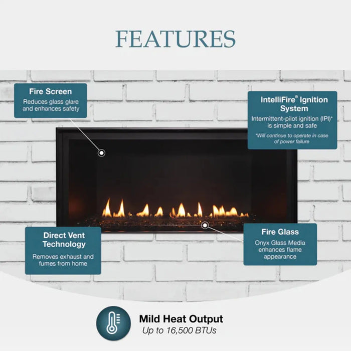Majestic 36" Direct Vent Linear Contemporary Gas Fireplace with IntelliFire Ignition System