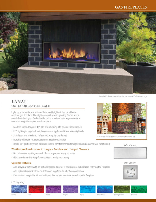 Majestic 48" Lanai Contemporary Outdoor Linear Vent Free Gas Fireplace with IntelliFire Plus Ignition System Majestic