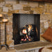 Majestic ASH36-B Ashland 36" Open Wood Burning Fireplace - installed in a stone wall, close view