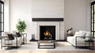 Majestic Ashland open wood burning fireplace in a room with black herringbone brick