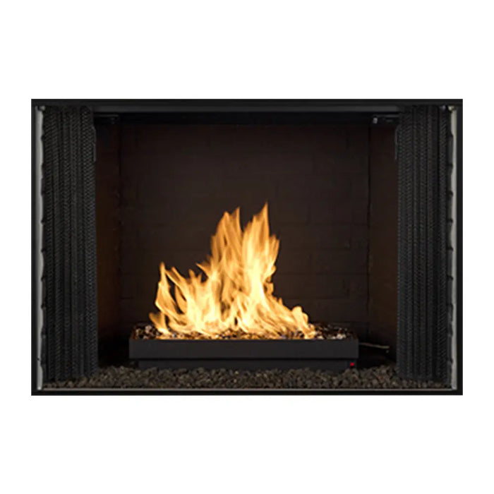 Majestic BILT36 Biltmore 36" Open Wood Burning Fireplace - front view with flames on a burner