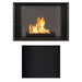 Majestic BILT36 Biltmore 36" Open Wood Burning Fireplace - front view with flames and a black herringbone liner swatch