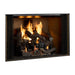 Majestic BILT36 Biltmore 36" Open Wood Burning Fireplace - angled view with logs burning